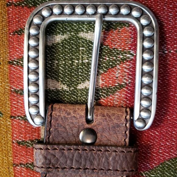 Ariat Brown Pebbled Leather Belt Gold & Silver Studded 30/75 Western Unisex - Picture 13 of 13